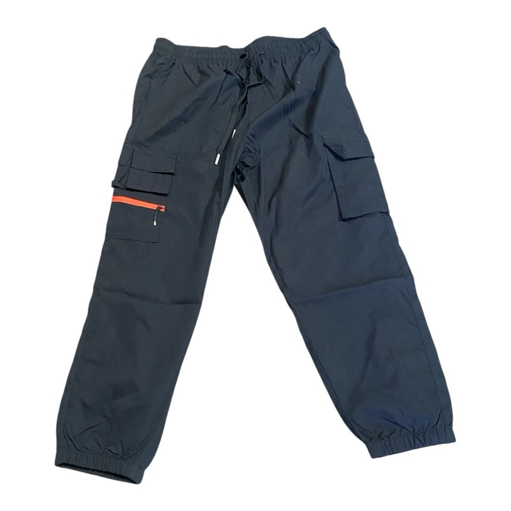 Black Cargo Pants with Orange Accent